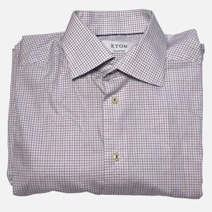 Eton Contemporary Dress Shirt Mens Size 15.5 40 White Spread Collar Long Sleeve